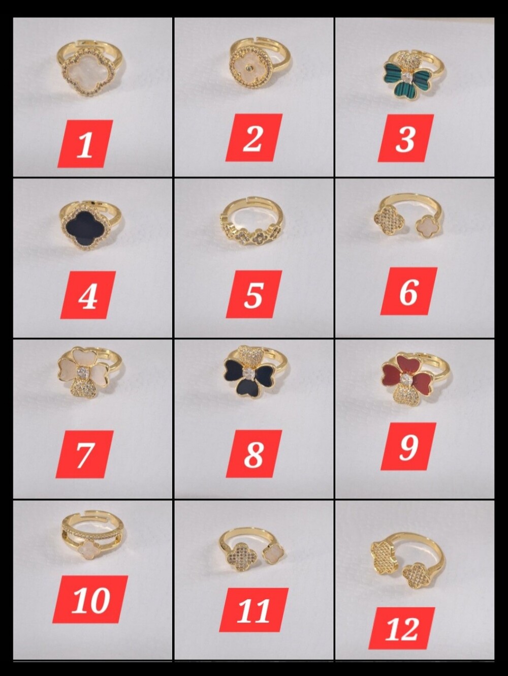 14kt Gold filled Clovers rings 12 Designs